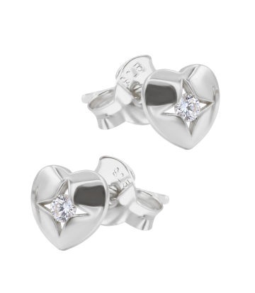 Heart CZ Star Silver Stud Earring STS-7064